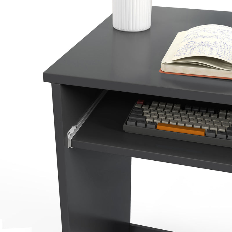 Compact Computer Desk with Keyboard Tray and Drawer, Study Desk, Writing Desk for Home Office, Grey
