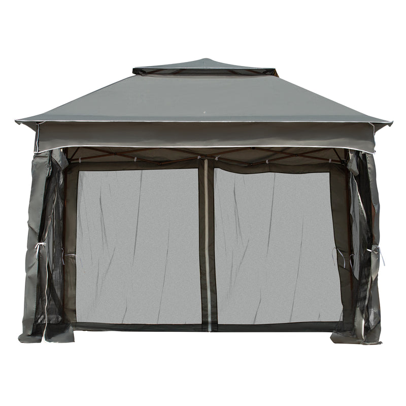 3 x 3(m) Pop Up Gazebo, Double-roof Garden Tent with Netting and Carry Bag, Party Event Shelter for Outdoor Patio, Dark Grey