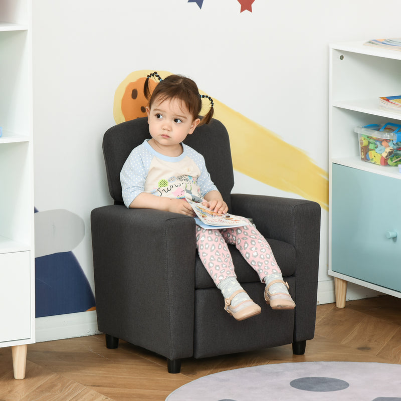 2 in 1 design Kids Sofa Armchair with Footrest for Children Playroom Bedroom Living Room, 55 x 50 x 67cm, Grey