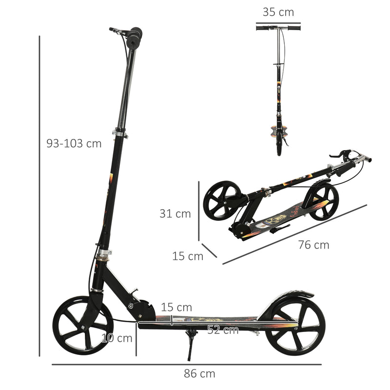 Kids Scooter, Toddler Foldable Kick Scooter with Adjustable Height Brake for Boys and Girls 7-14 Years, Black