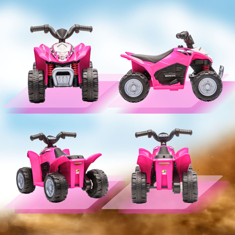 Honda Licensed Kids Quad Bike, 6V Electric Ride on Car ATV Toy with LED Light Horn for 1.5-3 Years, Pink