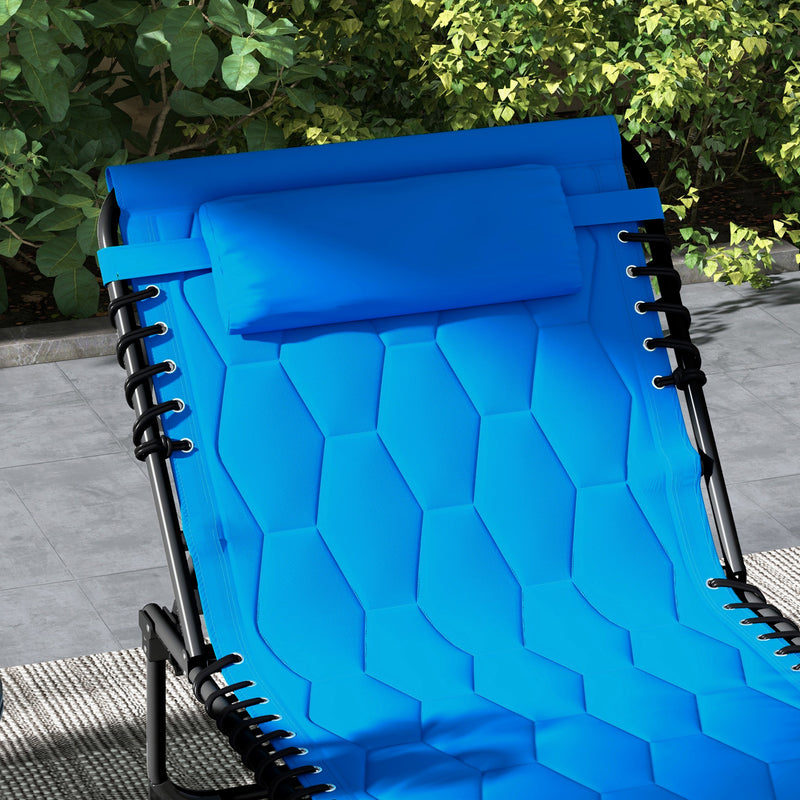 Foldable Sun Lounger Set with 5-level Reclining Back, Outdoor Tanning Chairs w/ Padded Seat, Outdoor Sun Loungers w/ Side Pocket