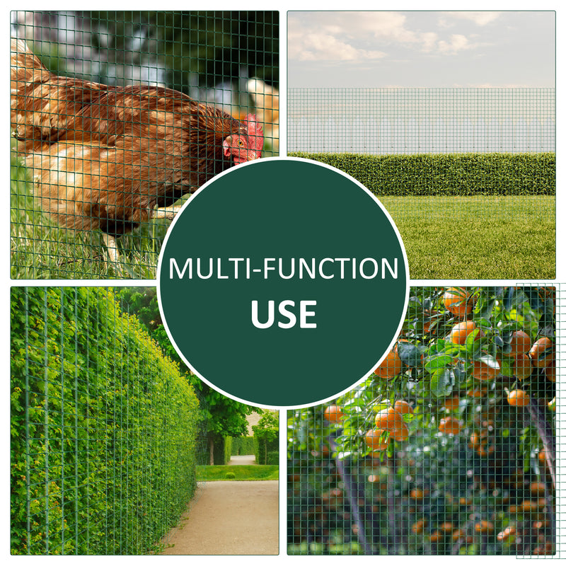 PVC Coated Welded Wire Mesh Fencing Chicken Poultry Aviary Fence Run Hutch Pet Rabbit 30m Dark Green