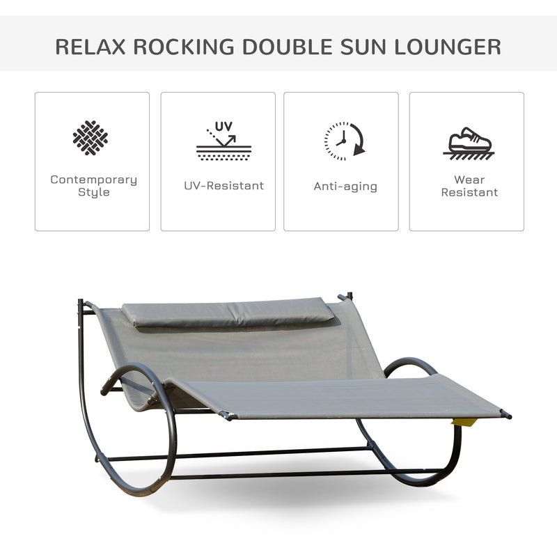 Hanging Chair Double Hammock Chair Sun Lounger Outdoor Patio Garden Swing Rock Seat Grey