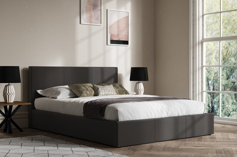Madrid Faux Leather Ottoman Bed Grey - Double