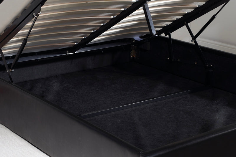 Madrid Faux Leather Ottoman Bed Black - Super King