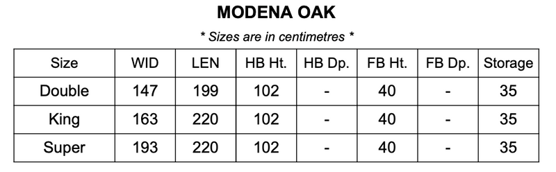 Modena Full Solid Oak Bed Oak - Double
