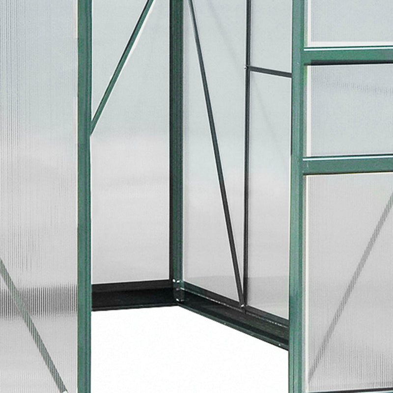 Large Walk-In Greenhouse Aluminium Frame Greenhouse Garden Plants Grow Galvanized Base w/ Slide Door, 6 x 8 ft