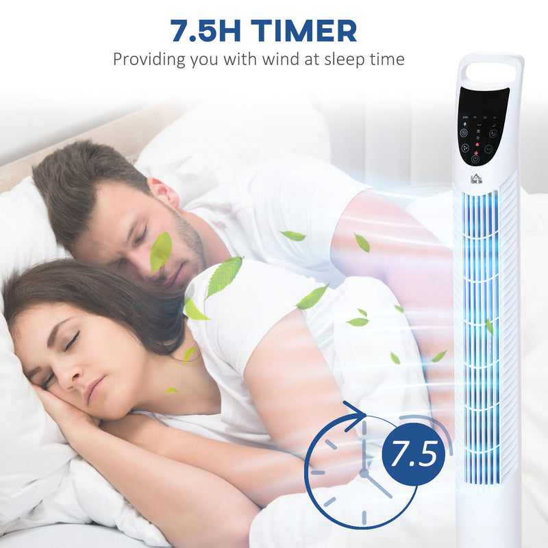 36'' Freestanding Tower Fan, 3 Speed 3 Mode, 7.5h Timer, 70 Degree Oscillation, LED Panel, 5M Remote Controller, White