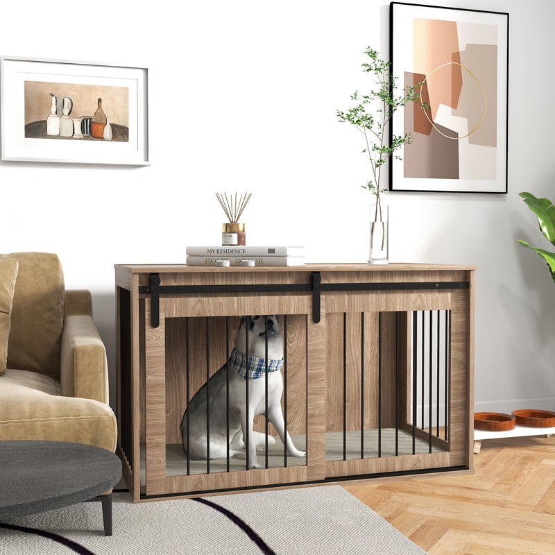 Dog Crate Furniture with Removable Cushion for XL Dogs, 118 x 60 x 73 cm, Brown