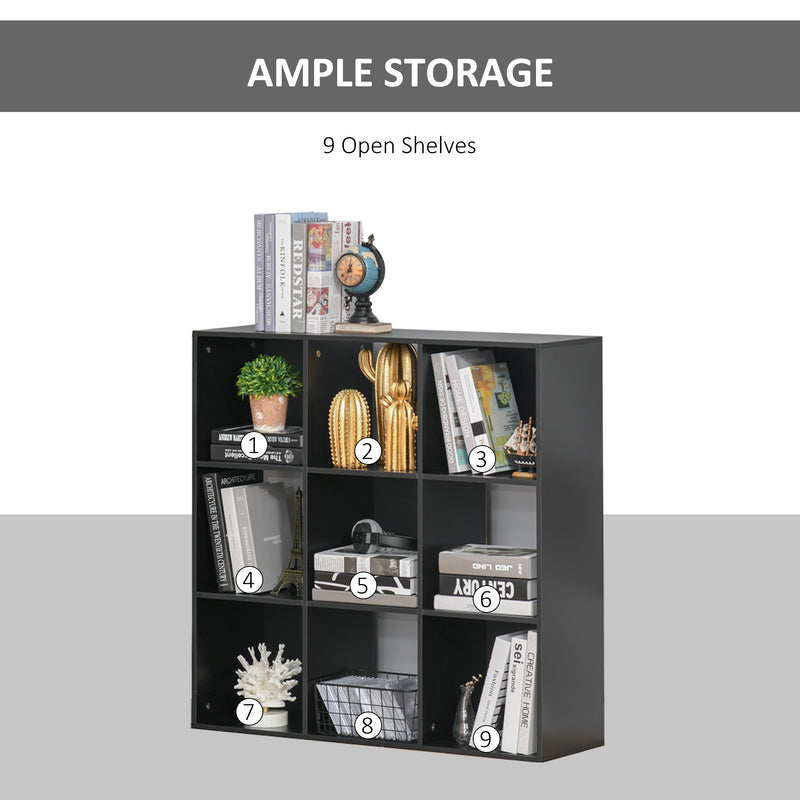 3-tier 9 Cubes Storage Unit Particle Board Cabinet Bookcase Organiser Home Office Shelves Black