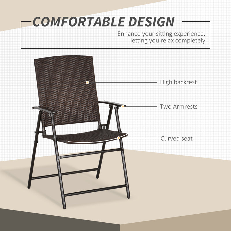 4pcs Rattan Chair Garden Furniture Wicker Foldable Chair Steel Frame for Poolside Garden
