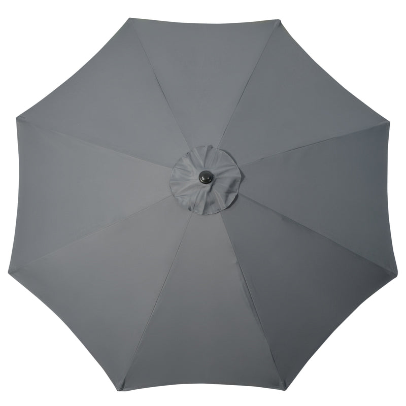 Garden Parasol Umbrella, Outdoor Market Table Umbrella Sun Shade Canopy with 8 Ribs, Grey