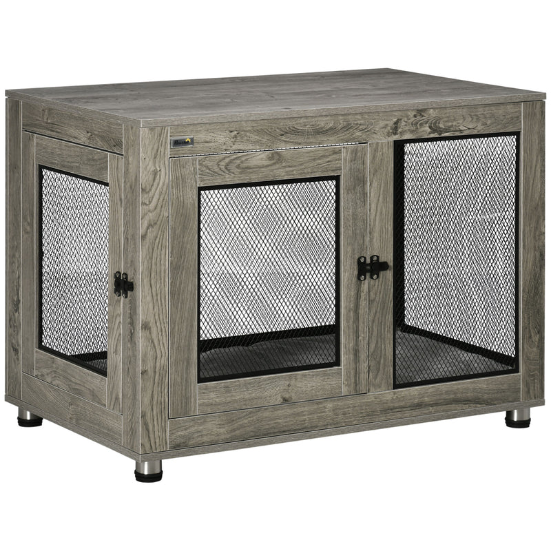 Two-In-One Dog Cage & Side Table, with Two Doors, Cushion, for Large Dogs