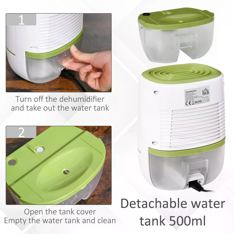 500ML Portable Small Dehumidifier Auto Shut Off Silent Moisture Air Cleaner for Bedroom, Bathroom, Living Room, RV