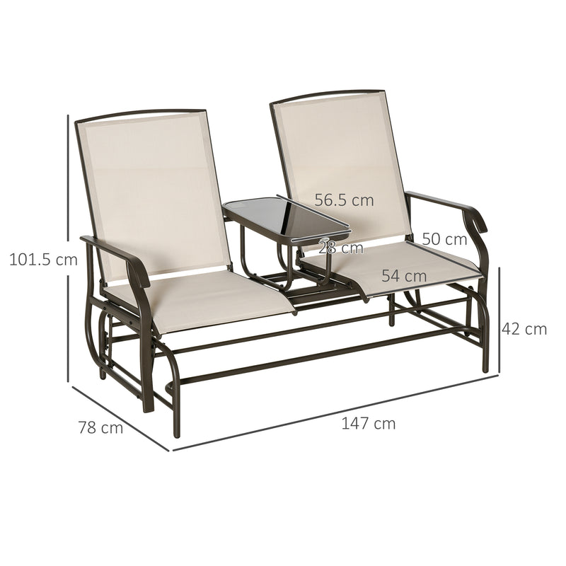 Metal Double Swing Chair Glider Rocking Chair Seat Outdoor Seater Garden Furniture Patio Porch With Table