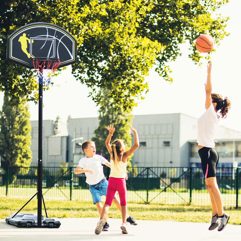 Fully Adjustable Free Standing Portable Basketball Stand Garage Net Hoop Backboard Outdoor Adult Senior Sports Fun Games w/ Wheels