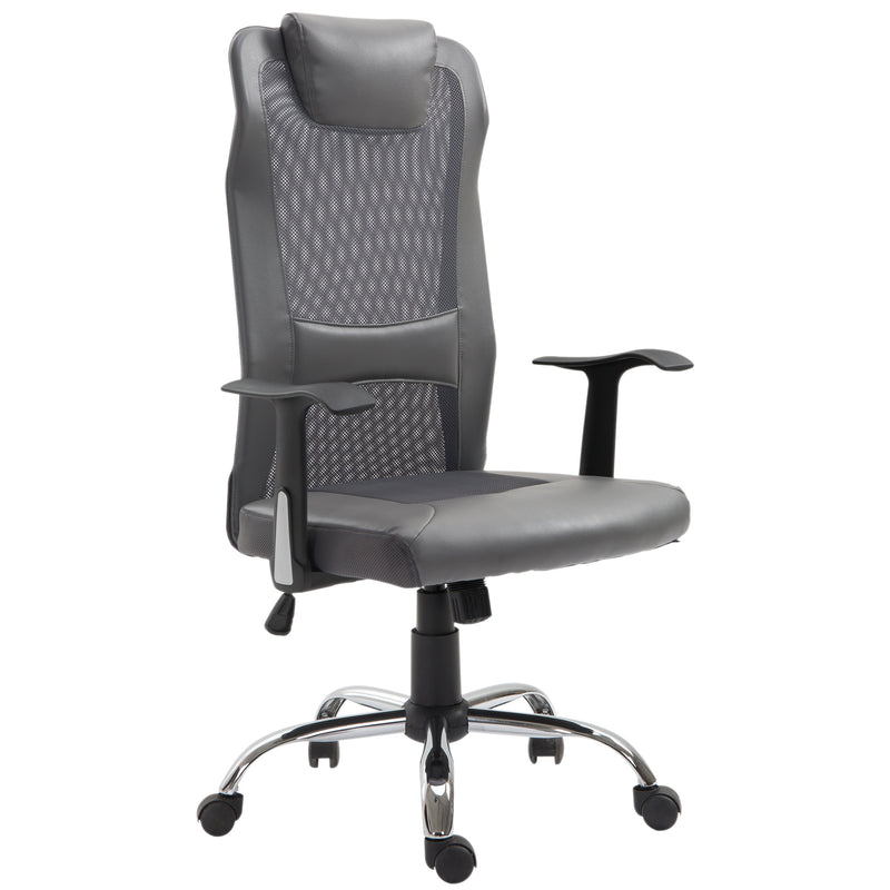 Mesh Office Chair High Back Desk Chair Height Adjustable Swivel Chair for Home with Headrest, Grey