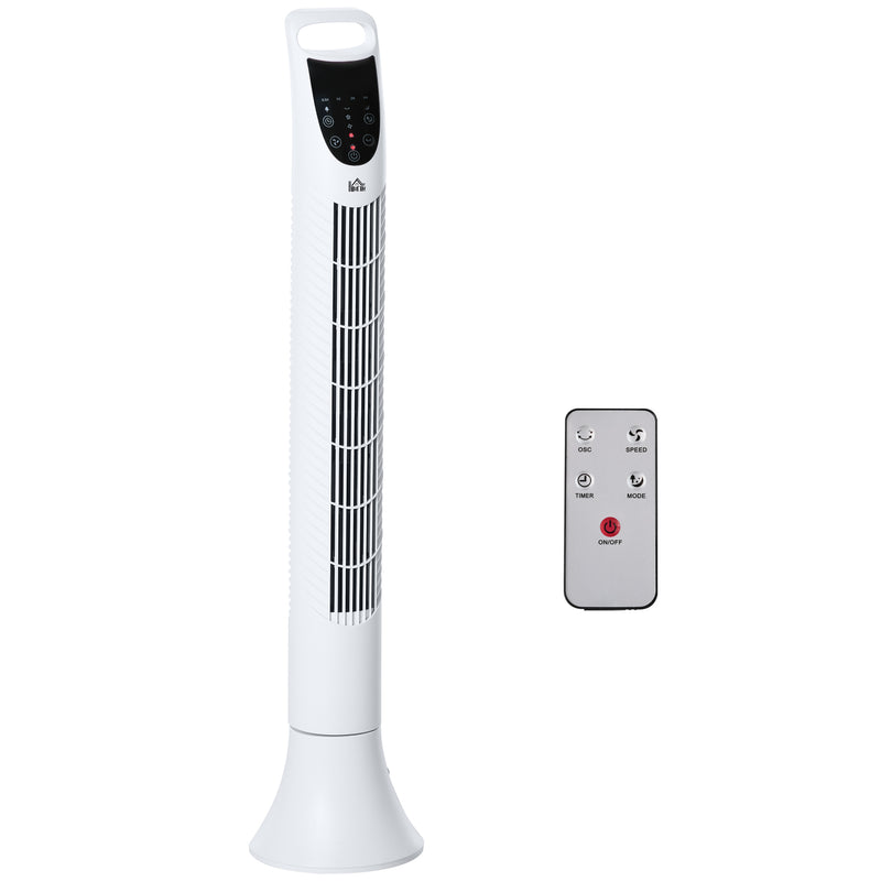 36'' Freestanding Tower Fan, 3 Speed 3 Mode, 7.5h Timer, 70 Degree Oscillation, LED Panel, 5M Remote Controller, White