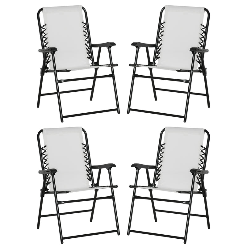 Pieces Patio Folding Chair Set, Outdoor Portable Loungers for Camping Pool Beach Deck, Lawn Chairs with Armrest Steel Frame, Cream White