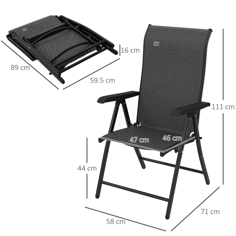 4 PCs Outdoor Rattan Folding Chair Set with 7 Levels Adjustable Backrest for Patio, Lawn