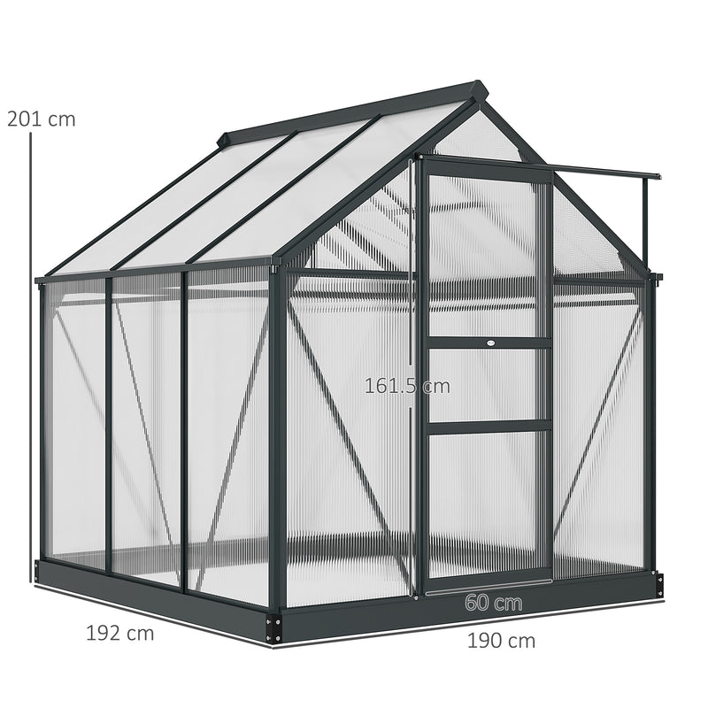 6 x 6 ft Clear Polycarbonate Greenhouse Large Walk-In Green House Garden Plants Grow House w/ Slide Door and Push-Open Window