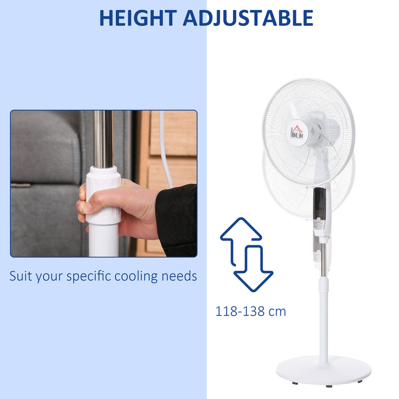 54'' Pedestal Stand Fan, 3 Speed 3 Mode, 85° Oscillation, LED Panel, 3M Remote Controller, Height Adjustable for Living Room, Black & White