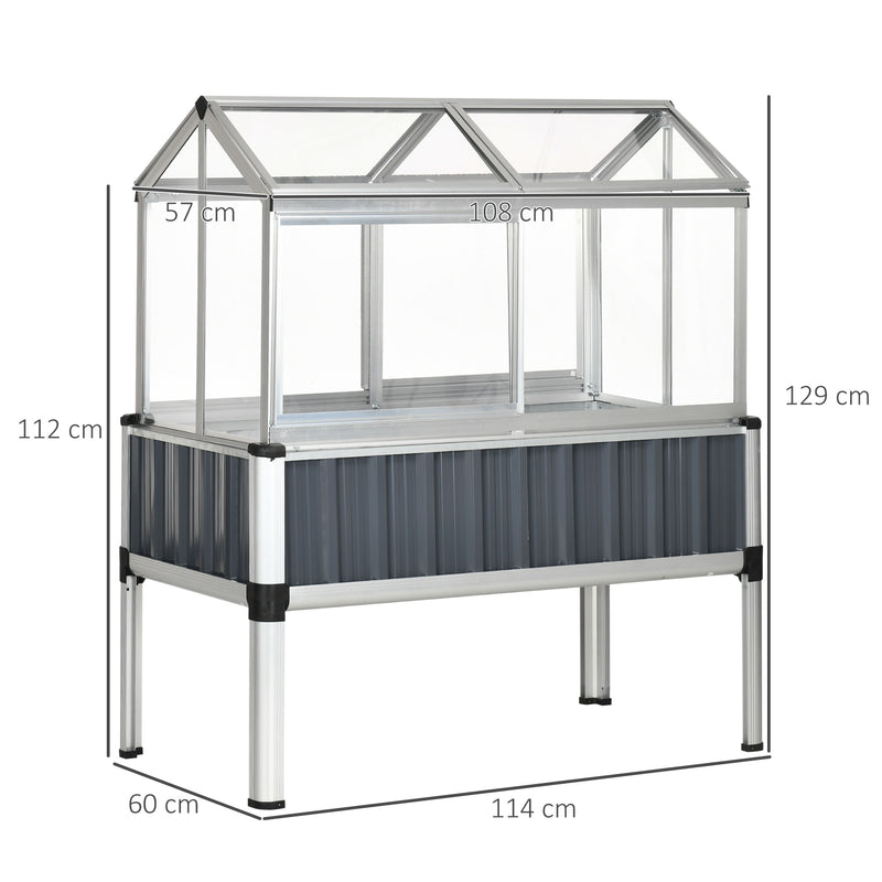 Galvanised Steel Raised Beds for Garden with Greenhouse, Raised Planters with Cover and Openable Windows