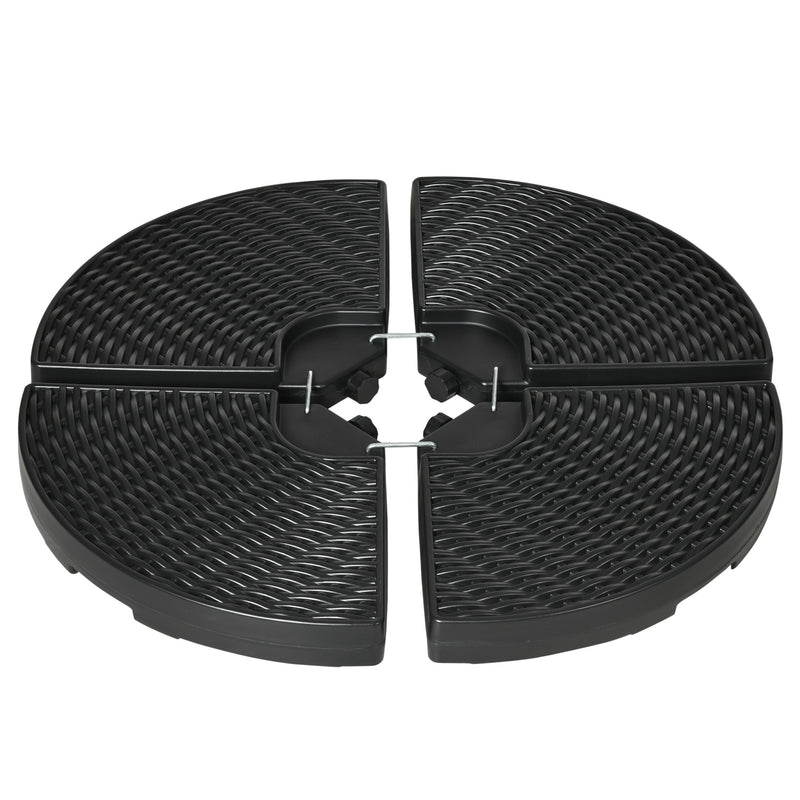 4PCs Parasol Bases, Patio Umbrella Weights for Parasol, Wicker Effect HDPE Water and Sand Filled Base with Built-in Handles