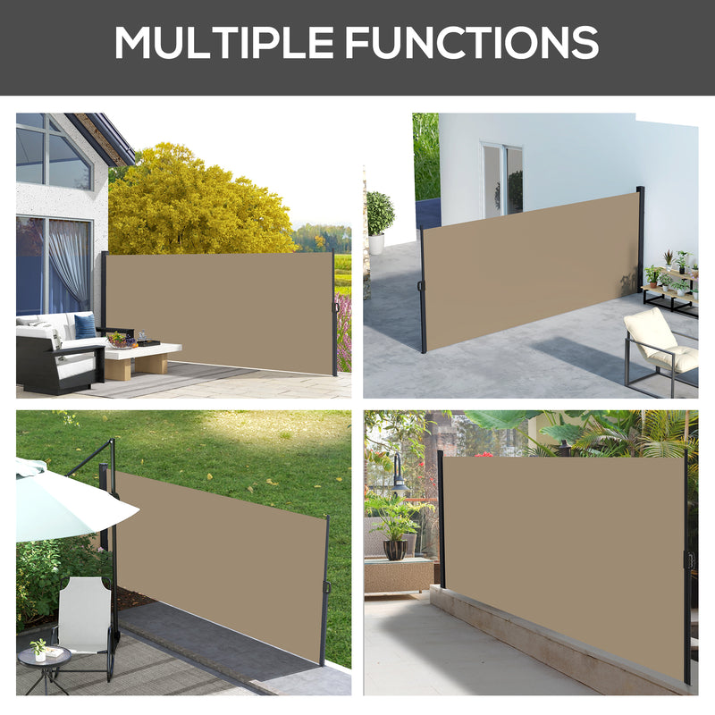 Retractable Side Awning, Outdoor Privacy Screen for Garden, Hot Tub, Balcony, Terrace, Pool, 400 x 160cm, Khaki
