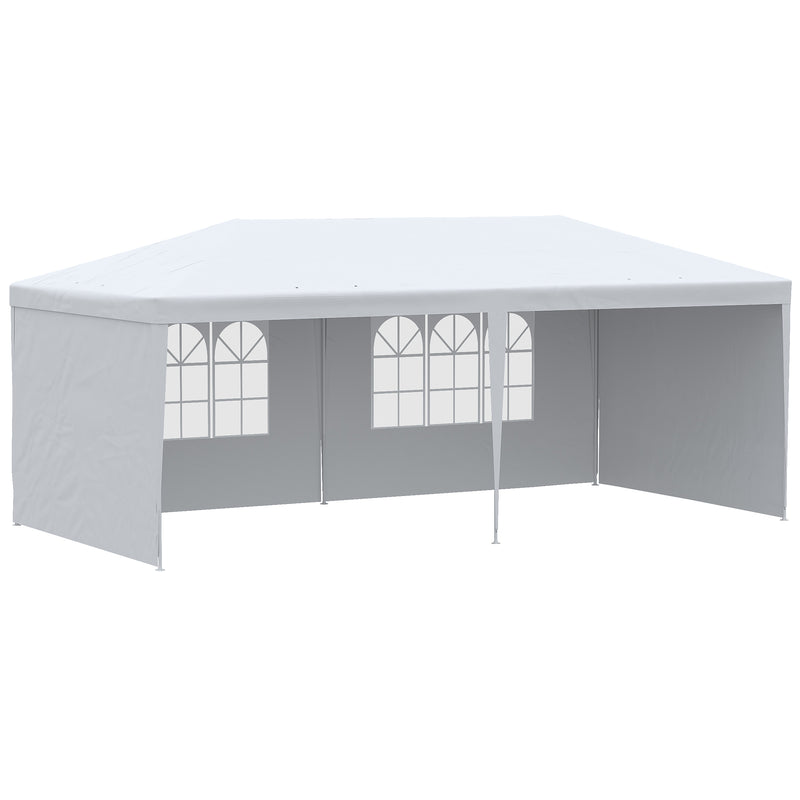 6 x 3 m Party Tent Gazebo Marquee Outdoor Patio Canopy Shelter with Windows and Side Panels White