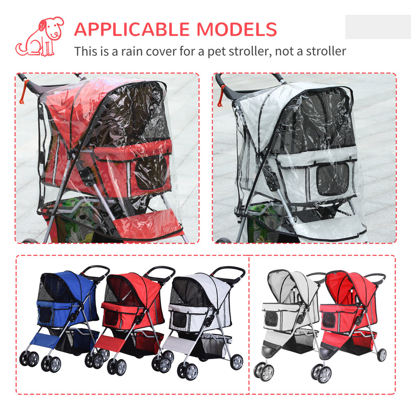 Dog Stroller with Rain Cover for Small Miniature Dogs, Folding Pet Pram with Cup Holder, Storage Basket, Reflective Strips, Red