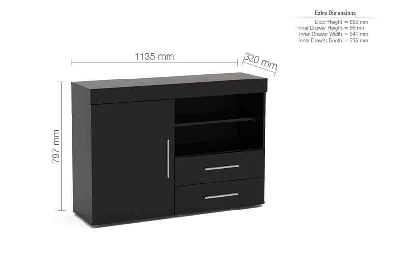 Edgeware 1 Door 2 Drawer Sideboard