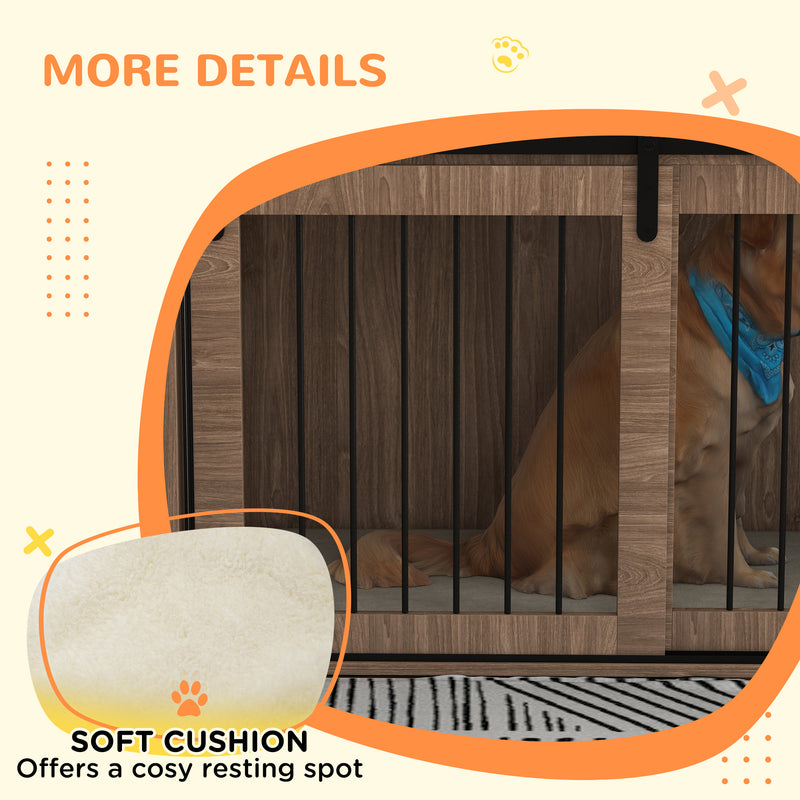 Dog Crate Furniture with Removable Cushion for XL Dogs, 118 x 60 x 73 cm, Brown