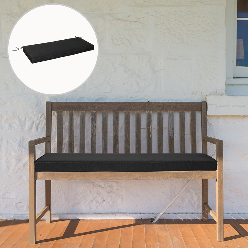 Garden Bench Cushion 2 Seater Loveseat Seat Pad for Patio Swing Furniture for Indoor & Outdoor Use, 120 x 50 x 8 cm, Black
