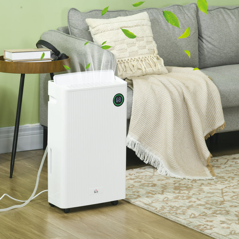 5500mL Portable Dehumidifier with Air Purifier, UVC, Ioniser, 24H Timer, 5 Modes, 16L/Day, for Home Laundry, White
