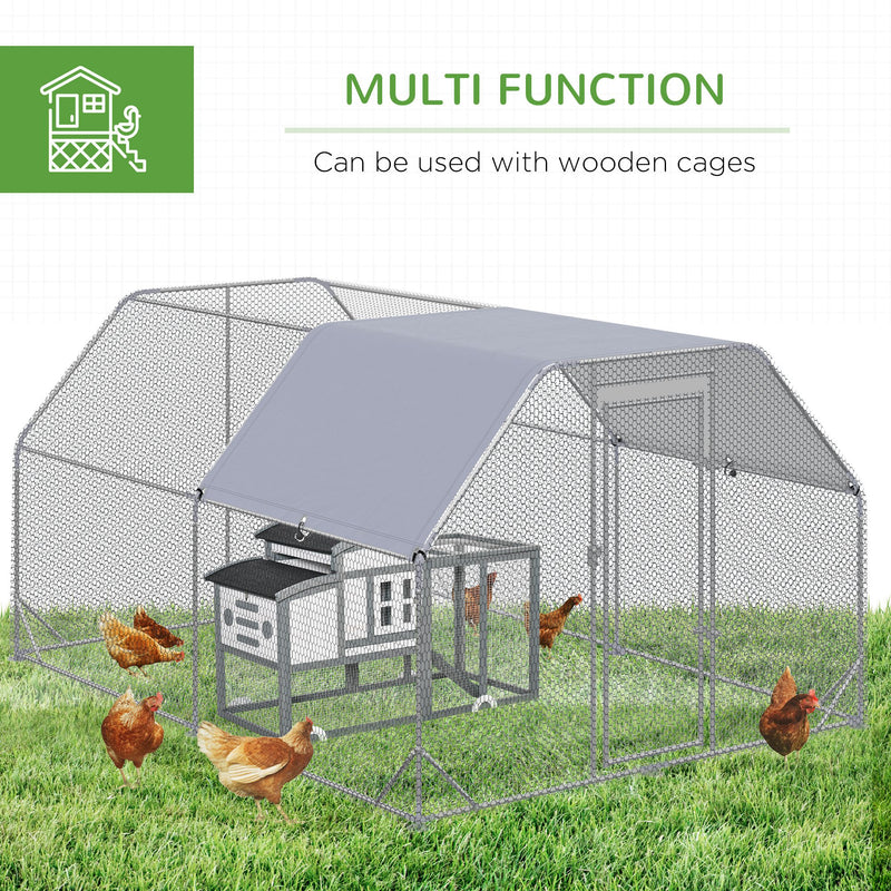 Chicken Run with Roof, Walk In Chicken Coop Run Cage for 10-12 Chickens, Hen House Duck Pen Outdoor, 380x280x195 cm