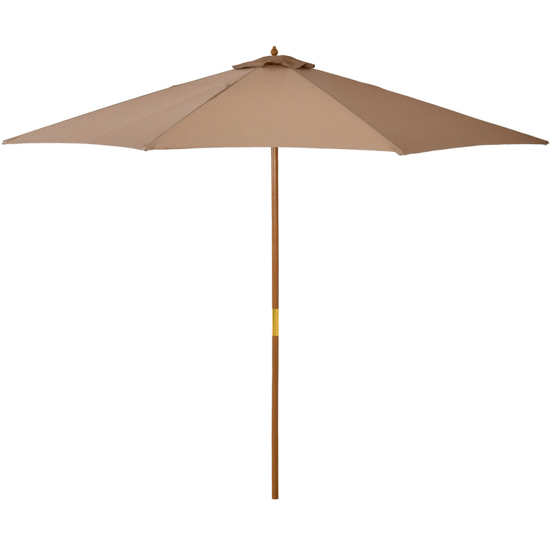 3(m) Garden Umbrella Wooden Parasol 8 Ribs Bamboo Sun Shade Patio Outdoor Umbrella Canopy Khaki