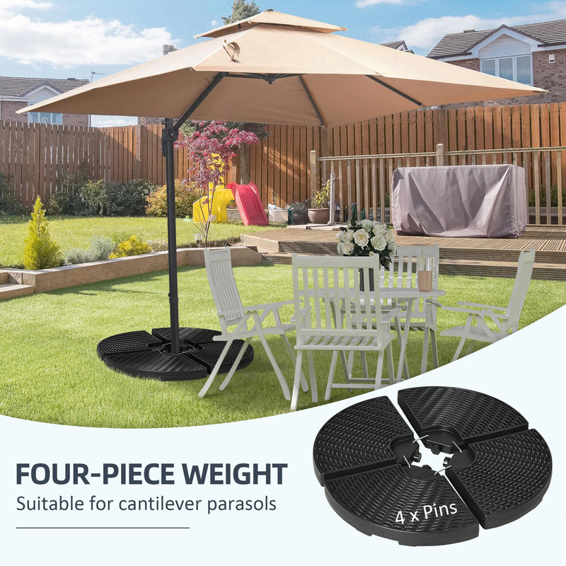 4PCs Parasol Bases, Patio Umbrella Weights for Parasol, Wicker Effect HDPE Water and Sand Filled Base with Built-in Handles
