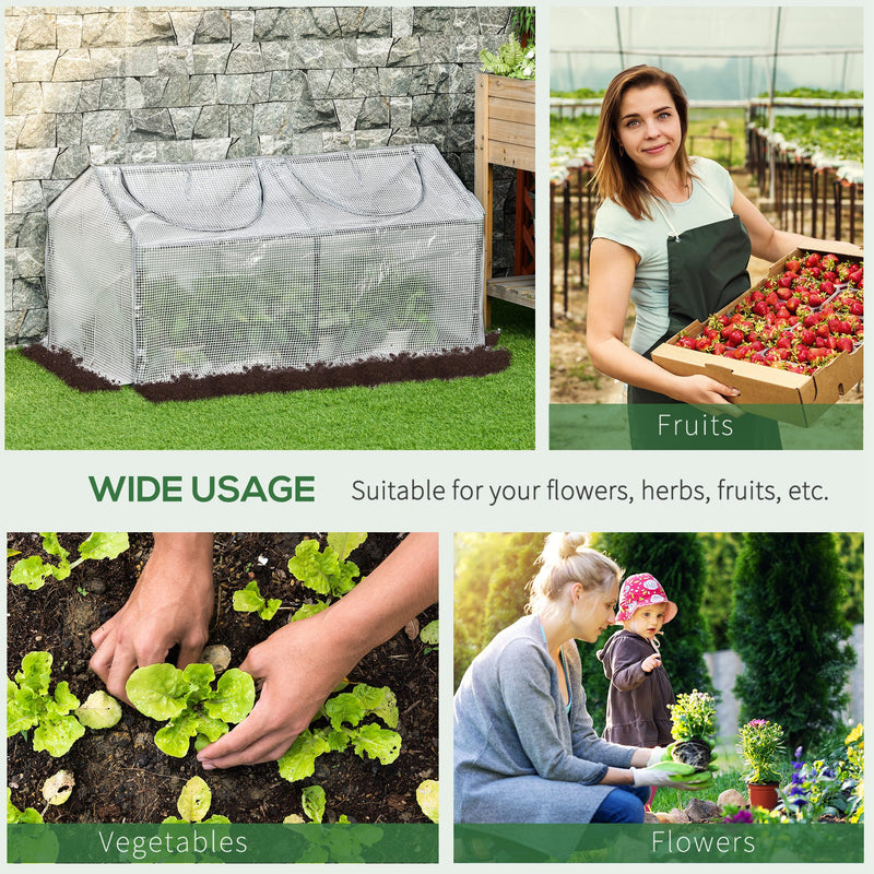 Mini Greenhouse Portable Flower Planter Tomato Vegetable House for Garden Backyard with Zipper 120 x 60 x 60 cm, White