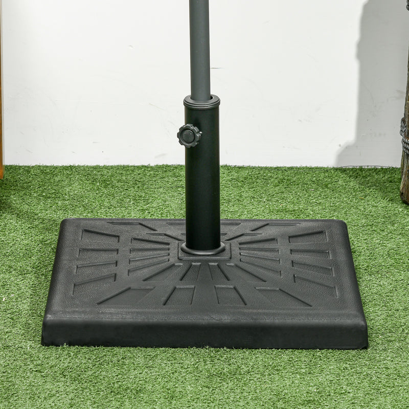 19kg Resin Garden Parasol Base Holder, Square Outdoor Market Umbrella Stand Weight for Poles of ?32mm, ?38mm, and ?48mm, Black