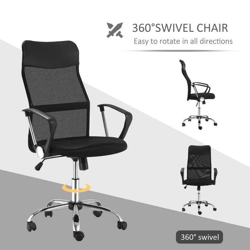Ergonomic Office Chair Mesh Chair with Adjustable Height Tilt Function Black