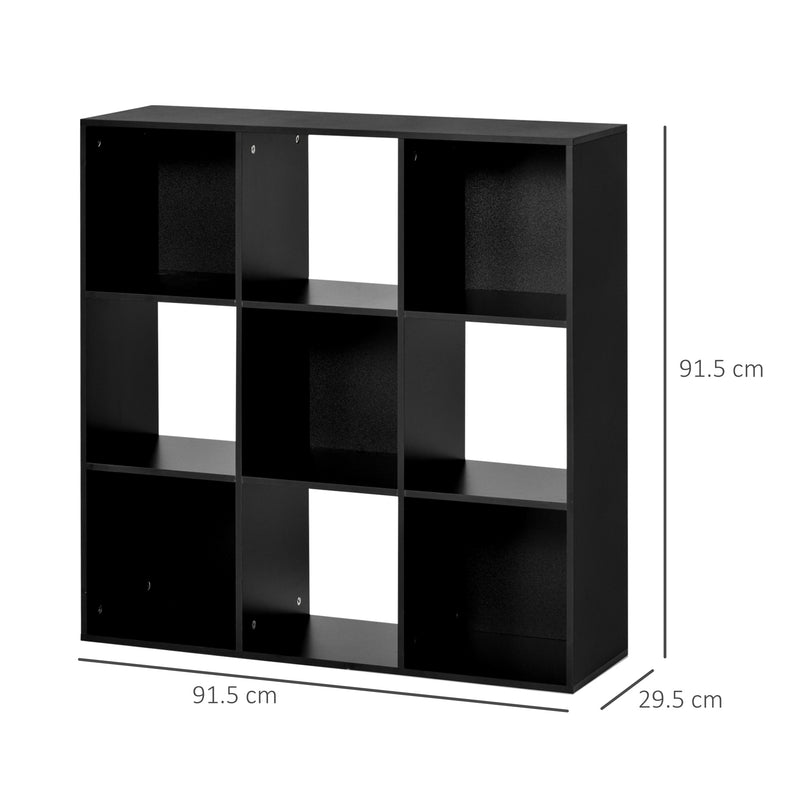 3-tier 9 Cubes Storage Unit Particle Board Cabinet Bookcase Organiser Home Office Shelves Black