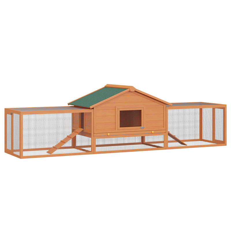 Wooden Rabbit Hutch and Run Large Guinea Pig Hutch Outdoor Pet Habitat House Bunny Ferret Cage 309 x 79 x 86 cm