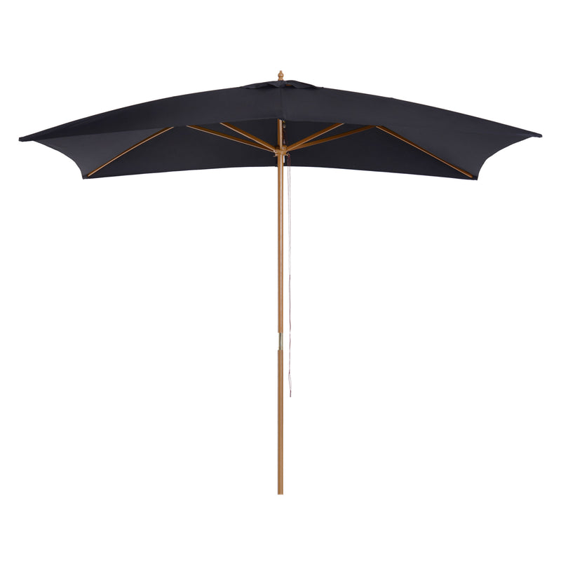 295L x 200W x 255Hcm Wooden Garden Patio Parasol Umbrella-Black
