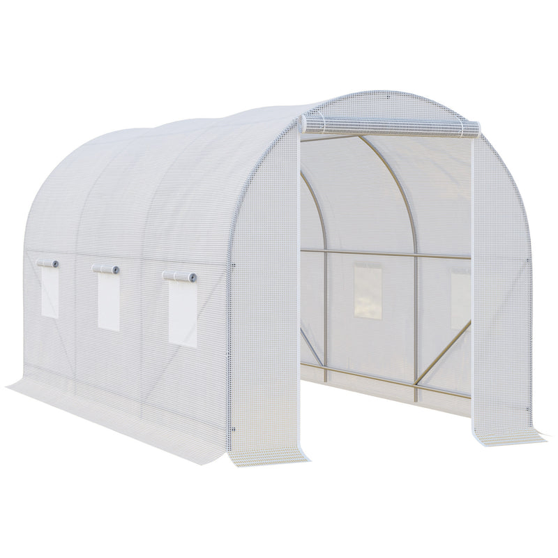 Polytunnel Steel Frame Greenhouse Walk-in Greenhouse 3.5 L x 2 W x 2H m-White