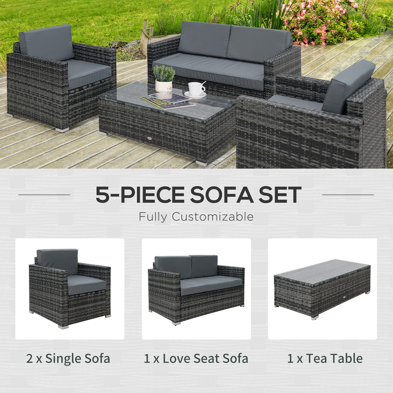 4 Pieces Wicker Steel Rattan Sofa Set Garden Chair Seat Furniture Patio Grey