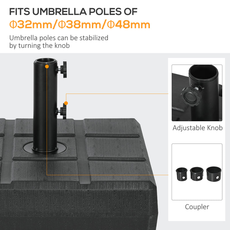40kg Square Umbrella Parasol Base with Wood Effect, Plastic Umbrella Stand for Outdoor Patio Umbrella, Black
