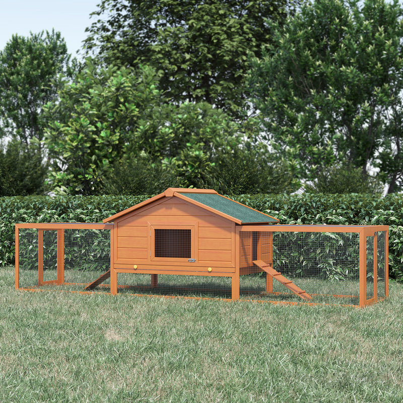 Wooden Rabbit Hutch and Run Large Guinea Pig Hutch Outdoor Pet Habitat House Bunny Ferret Cage 309 x 79 x 86 cm