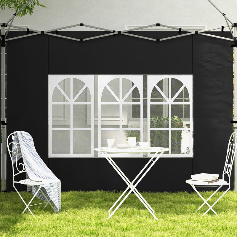 Gazebo Side Panels, Sides Replacement with Window for 3x3(m) or 3x4m Pop Up Gazebo, 2 Pack, Black